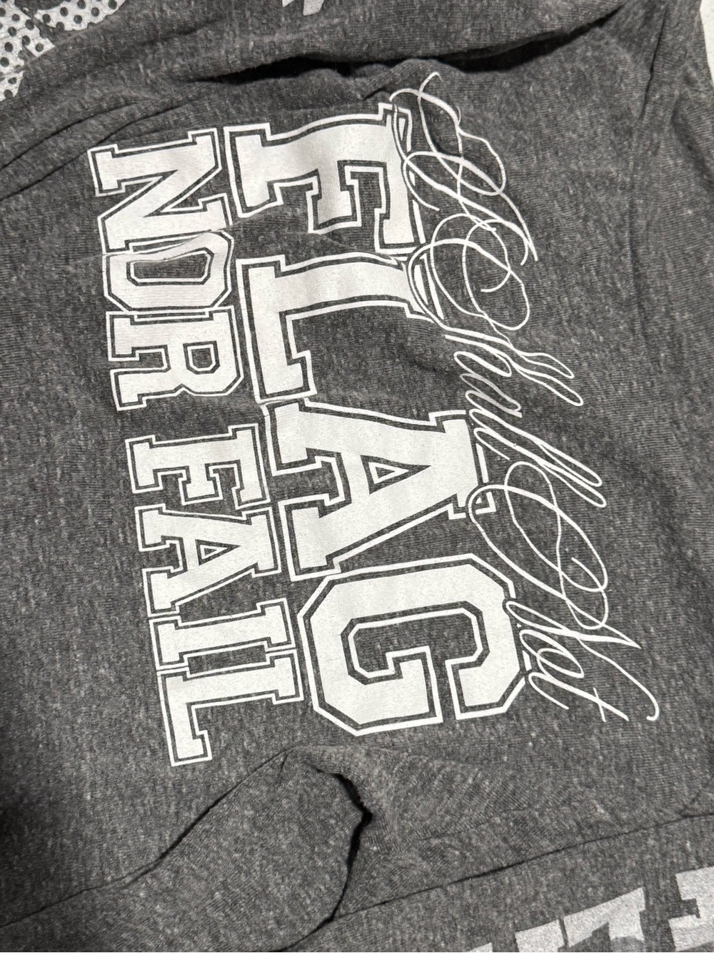Flag Nor Fail Grey Small wide neck Long Sleeve Crop Top - Picture 6 of 6